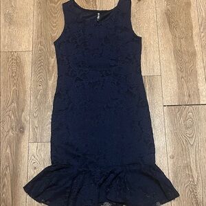 White Mark Navy Blue Lace Mini Dress